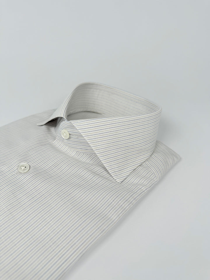 Pinstripe Cotton Dress Shirt - Off-White