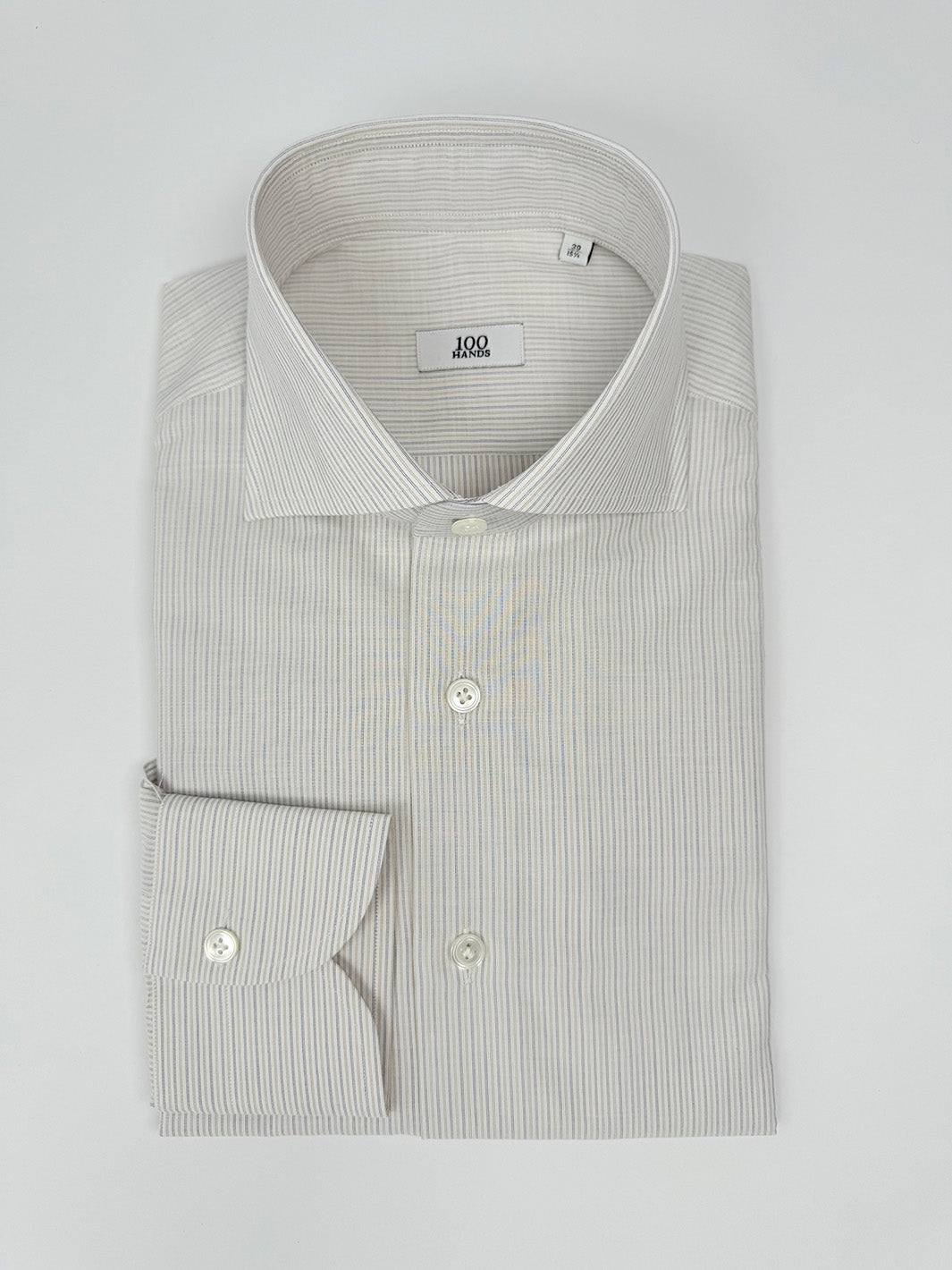 Pinstripe Cotton Dress Shirt - Off-White