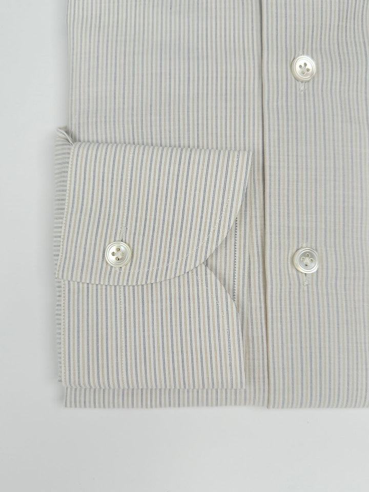 Pinstripe Cotton Dress Shirt - Off-White