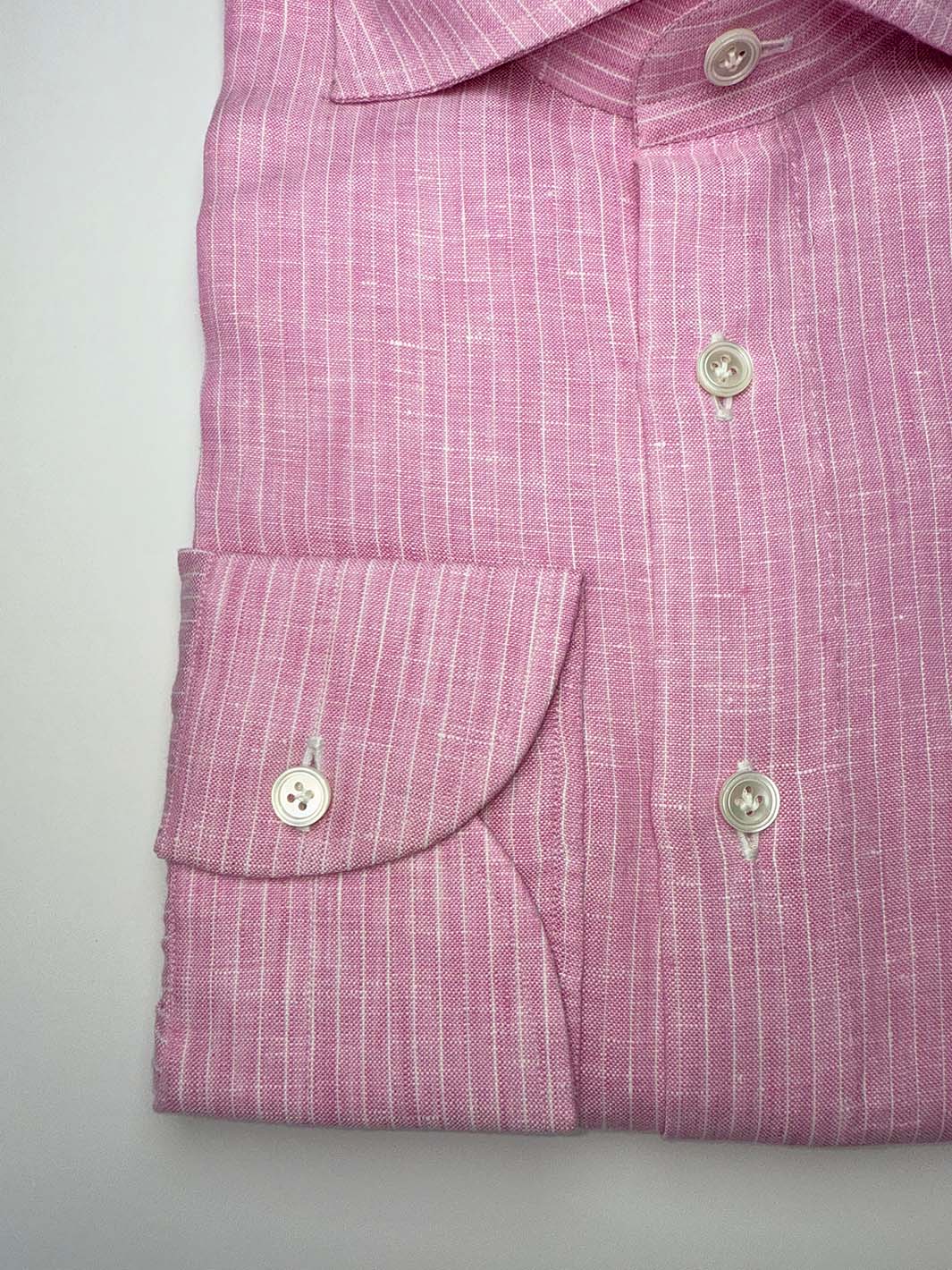 Pinstripe Linen Dress Shirt - Lavender Pink