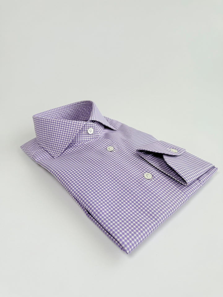 Gingham Cotton Dress Shirt - Purple