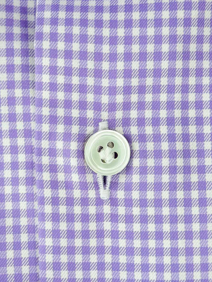 Gingham Cotton Dress Shirt - Purple