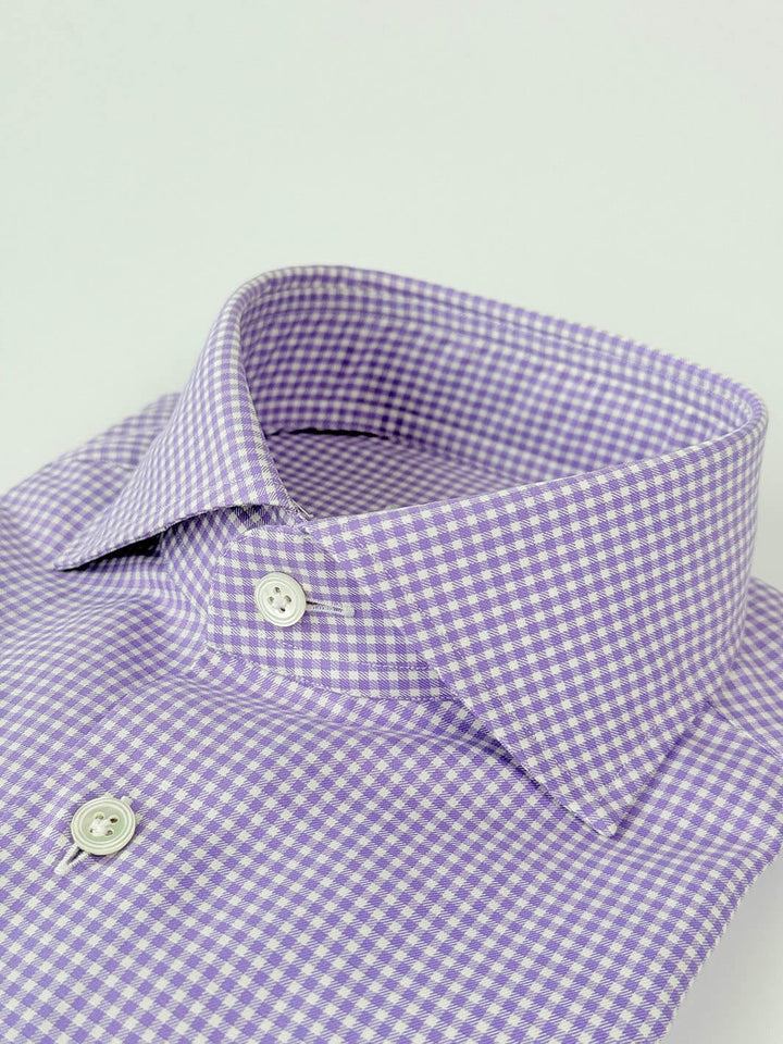 Gingham Cotton Dress Shirt - Purple