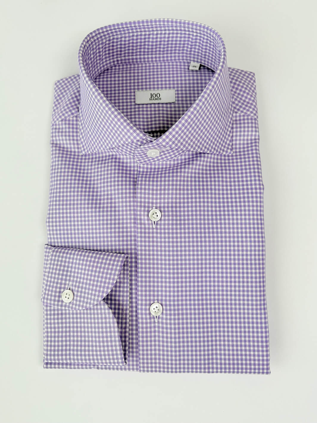 Gingham Cotton Dress Shirt - Purple