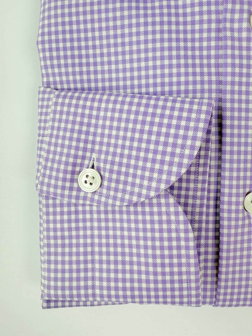 Gingham Cotton Dress Shirt - Purple
