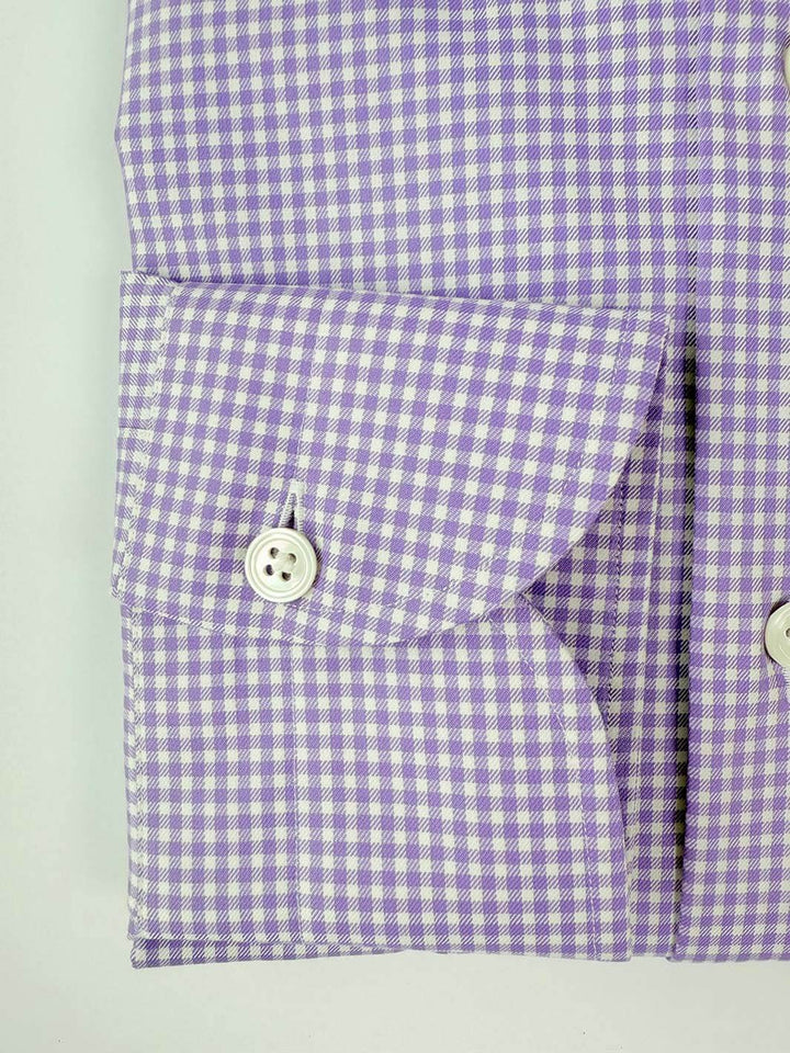 Gingham Cotton Dress Shirt - Purple