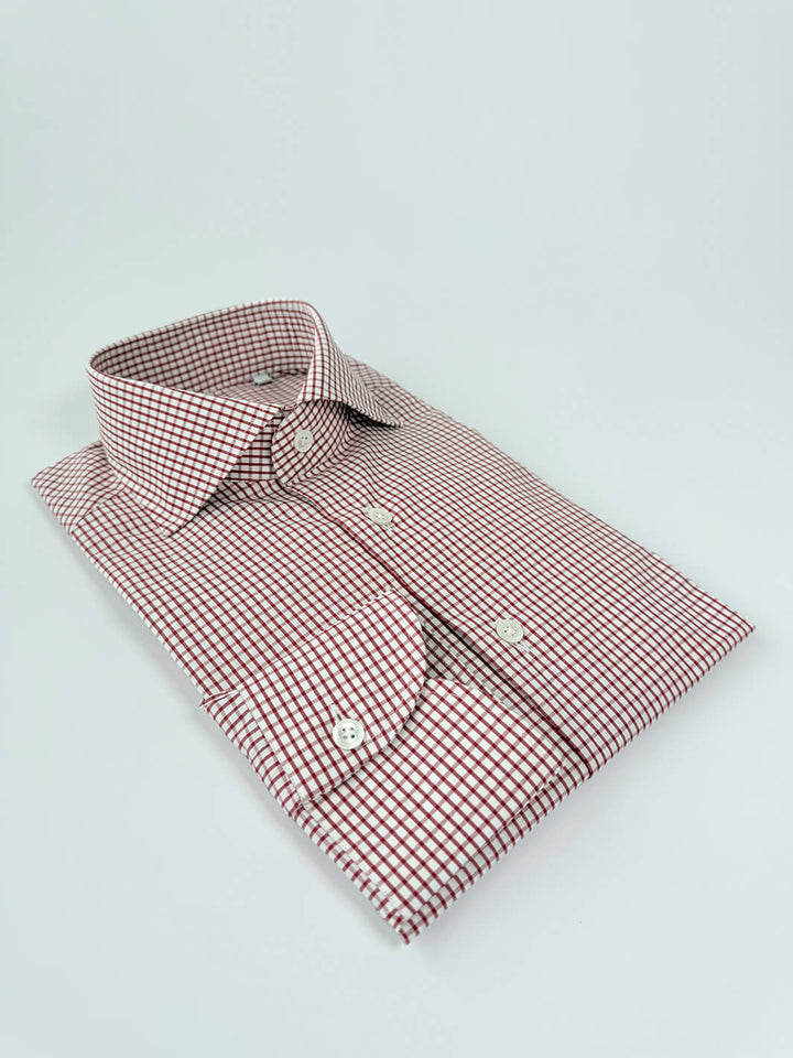 Gingham Cotton Dress Shirt - Red