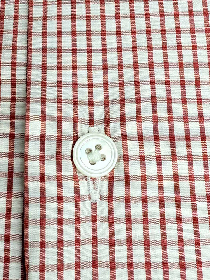 Gingham Cotton Dress Shirt - Red