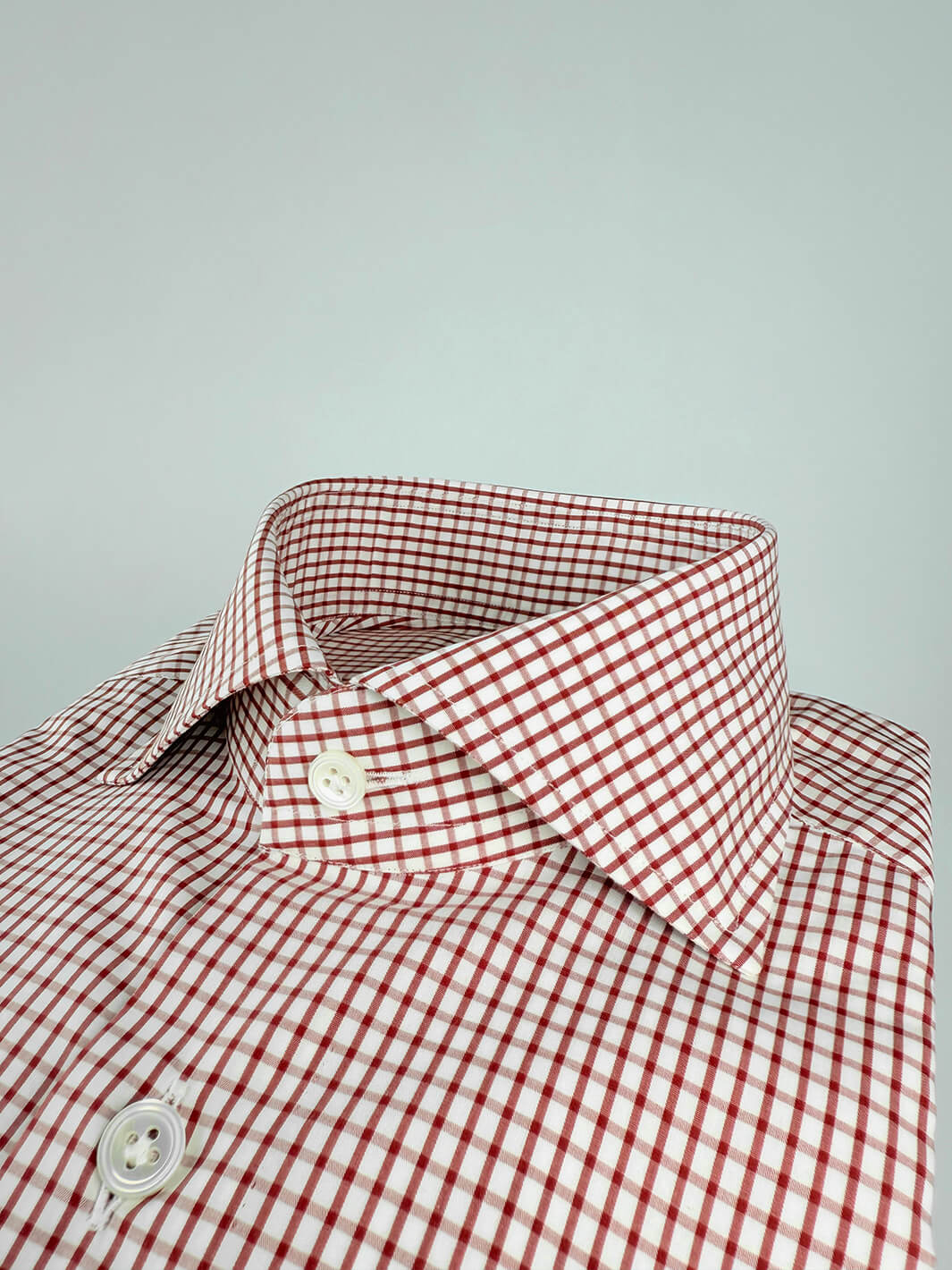 Gingham Cotton Dress Shirt - Red