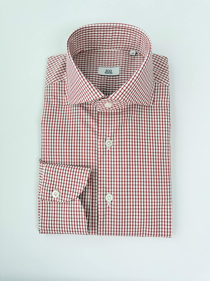 Gingham Cotton Dress Shirt - Red