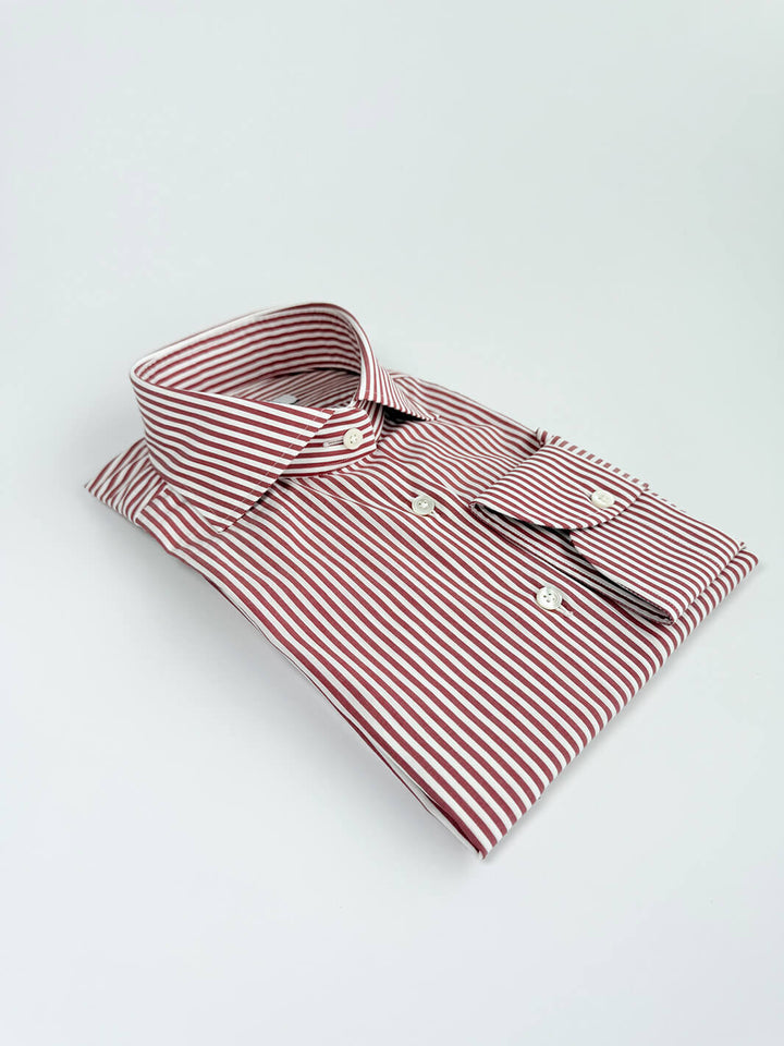 Bold Stripe Cotton Dress Shirt - Red