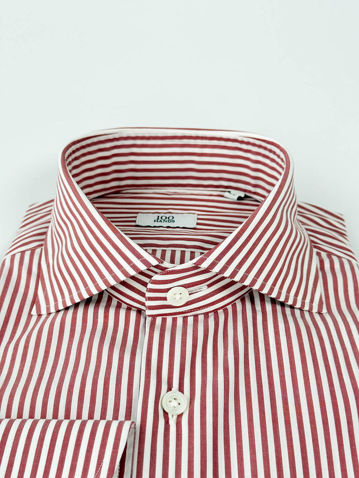 Bold Stripe Cotton Dress Shirt - Red