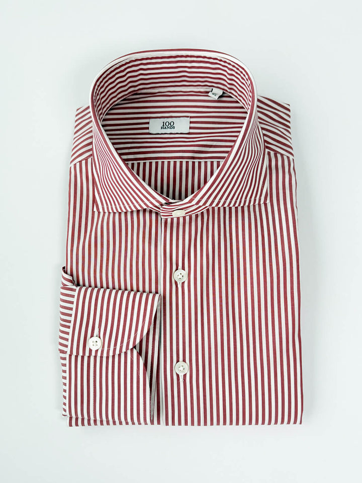 Bold Stripe Cotton Dress Shirt - Red