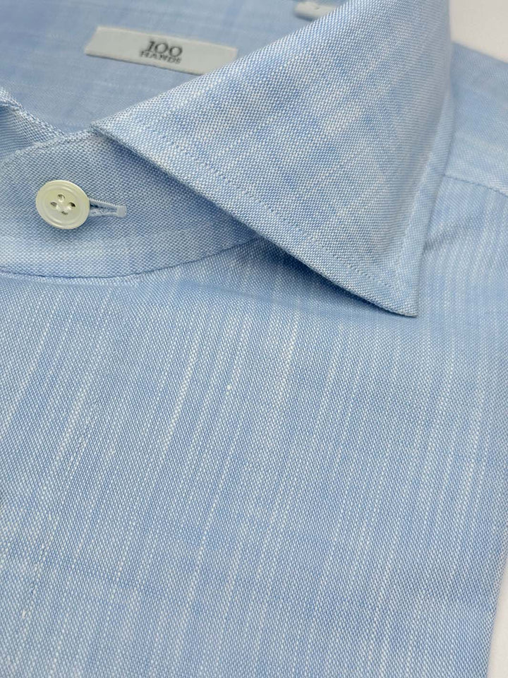 Sky Blue Linen Dress Shirt