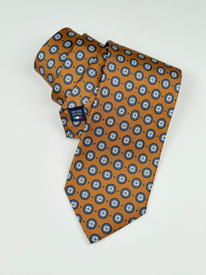 Silk Medallion Print Tie - Amber