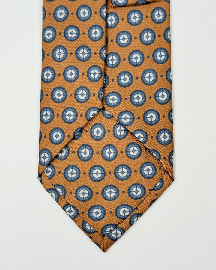 Silk Medallion Print Tie - Amber