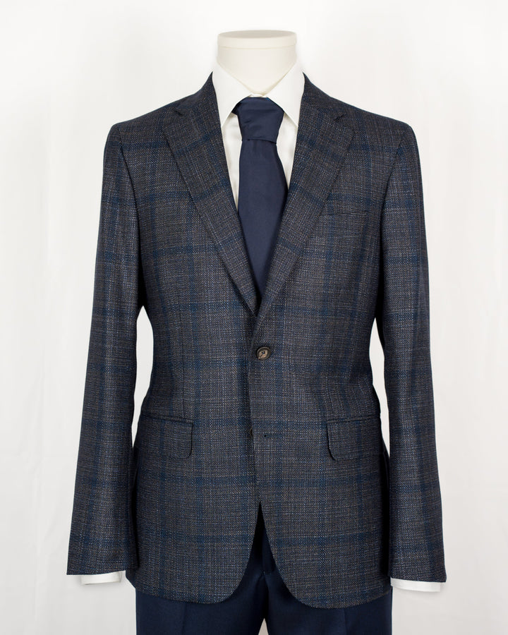 Aubergine Plaid Wool Silk Sport Coat