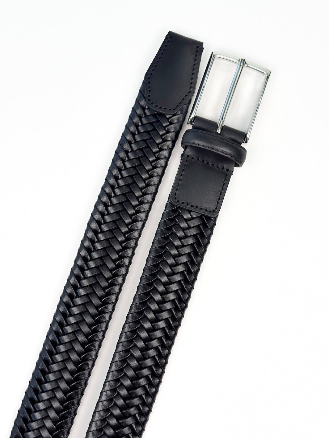 Braided Calfskin Belt - Black