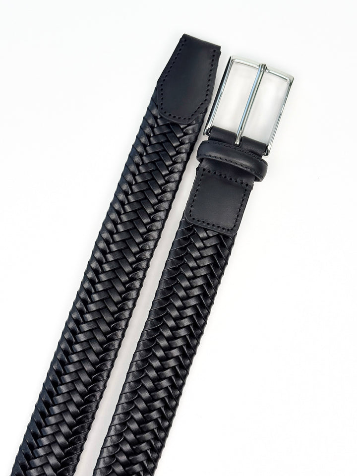 Braided Calfskin Belt - Black