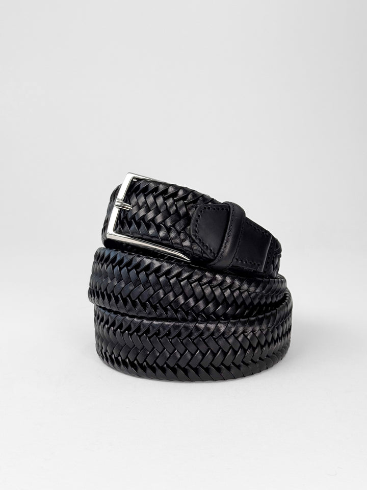 Braided Calfskin Belt - Black