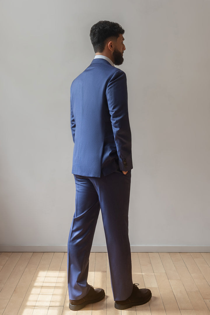 Blue Crepe Wool Dormeuil Suit
