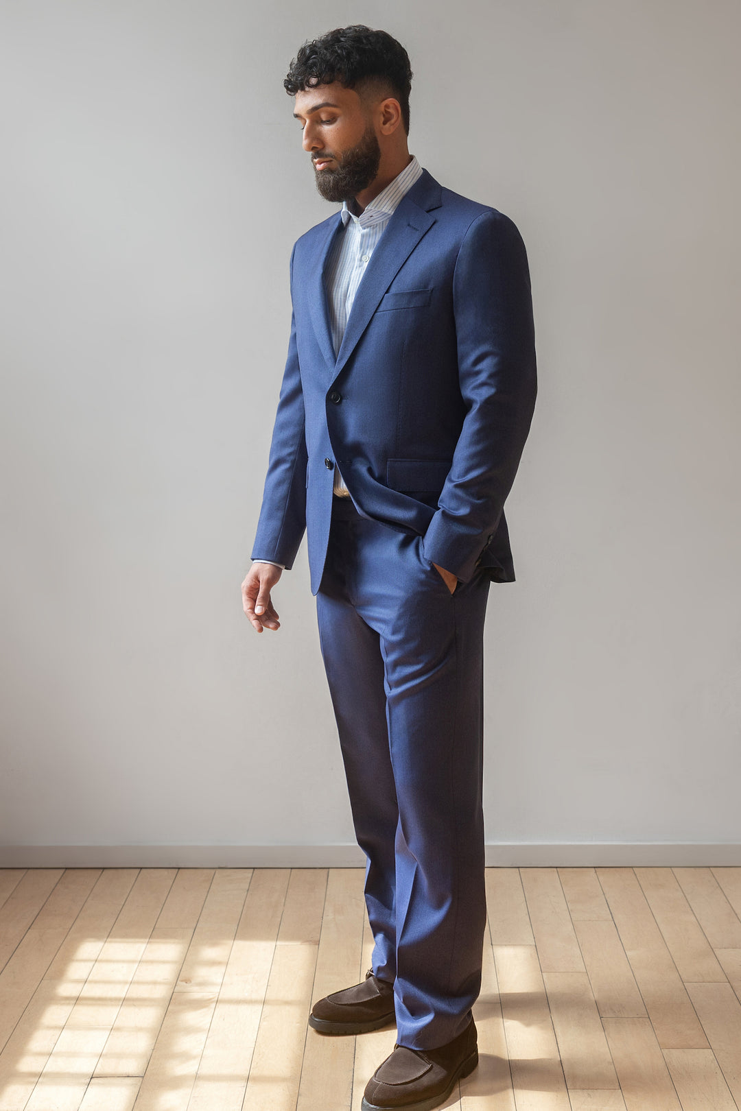 Blue Crepe Wool Dormeuil Suit