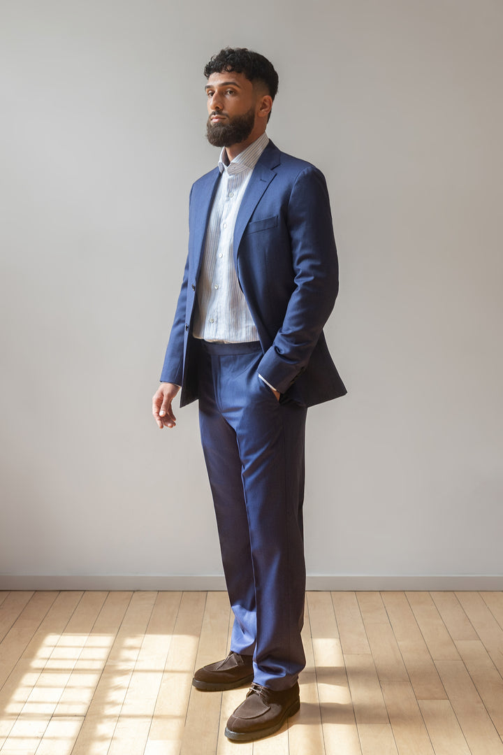 Blue Crepe Wool Dormeuil Suit