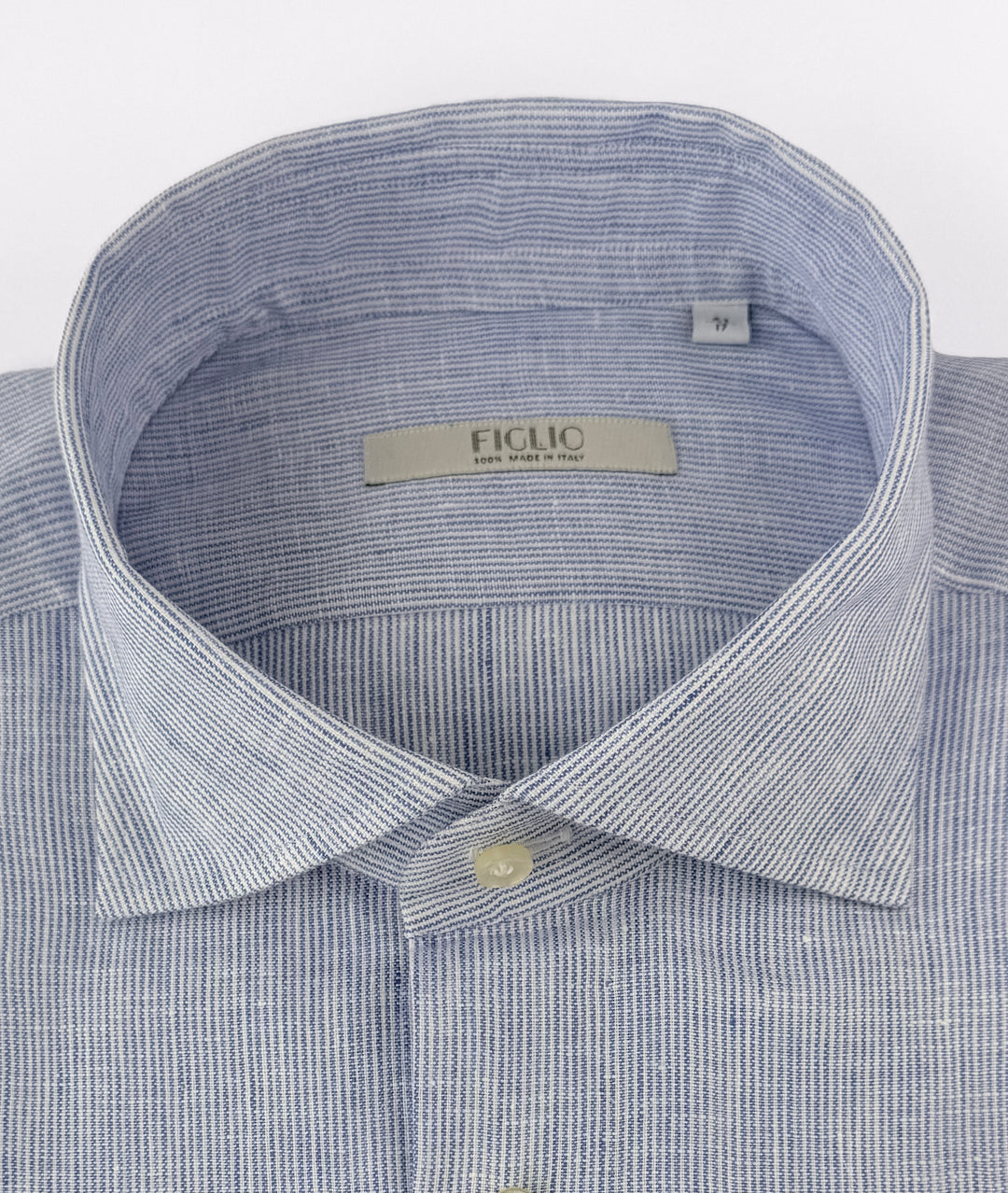 Mille Stripe Linen Dress Shirt - Blue