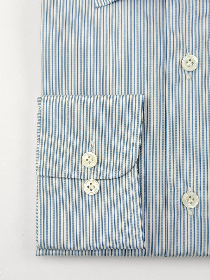 Multi-Stripe Cotton Dress Shirt - Blue
