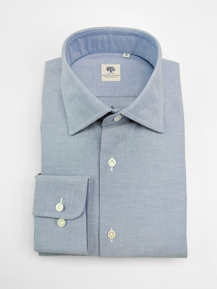 Thomas Mason Heavy Cotton Oxford Dress Shirt - Blue