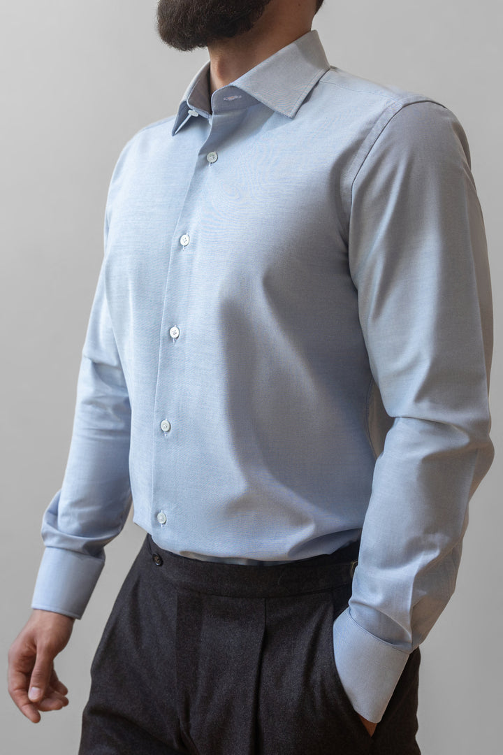 Thomas Mason Heavy Cotton Oxford Dress Shirt - Blue
