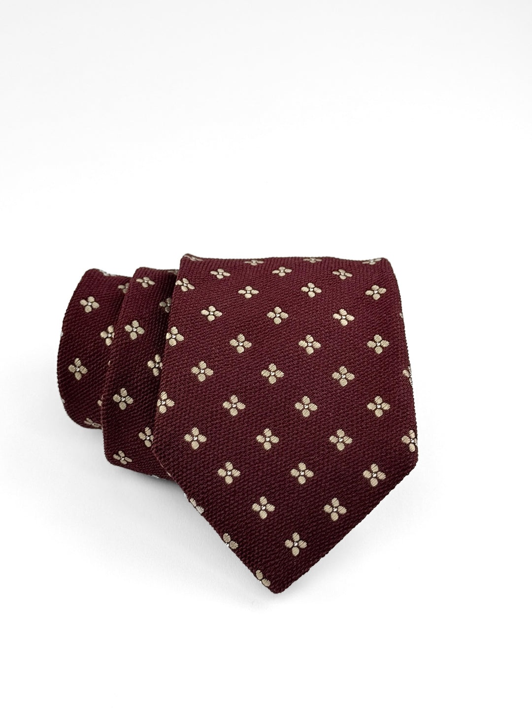 Silk Medallion Print Tie - Bordeaux & Gold
