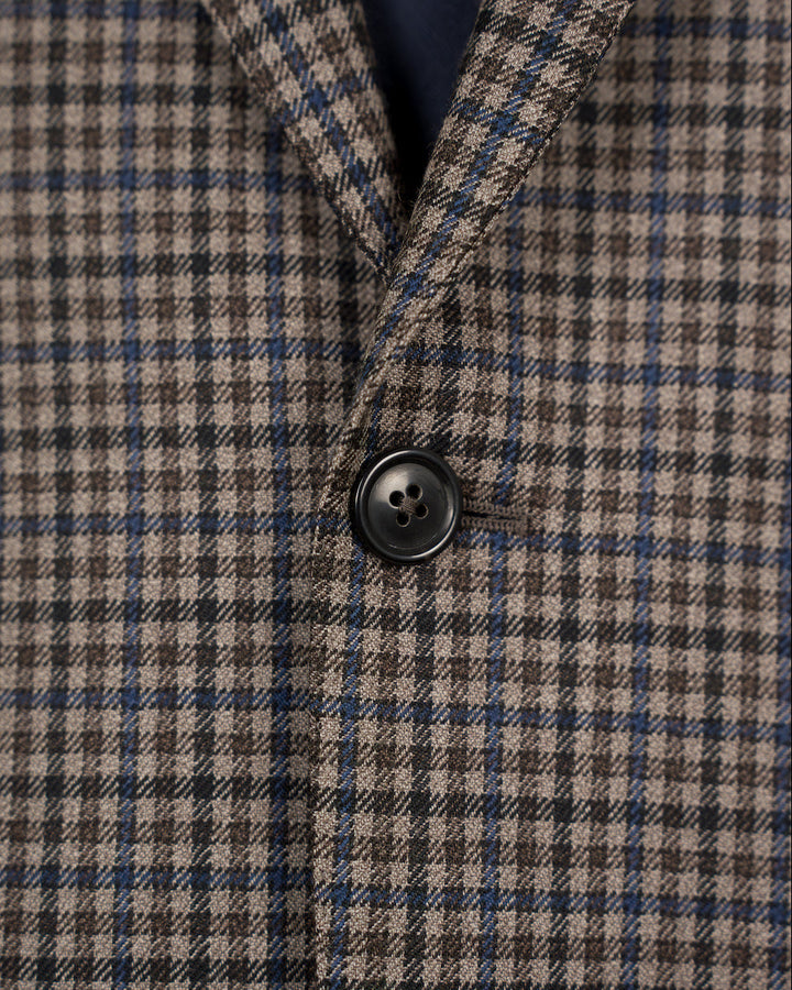 Brown & Blue Wool Gun Check Dormeuil Sport Coat