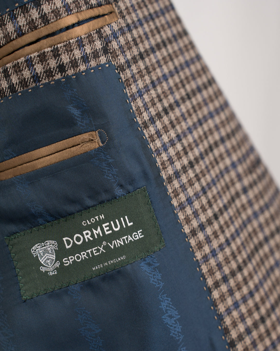 Brown & Blue Wool Gun Check Dormeuil Sport Coat