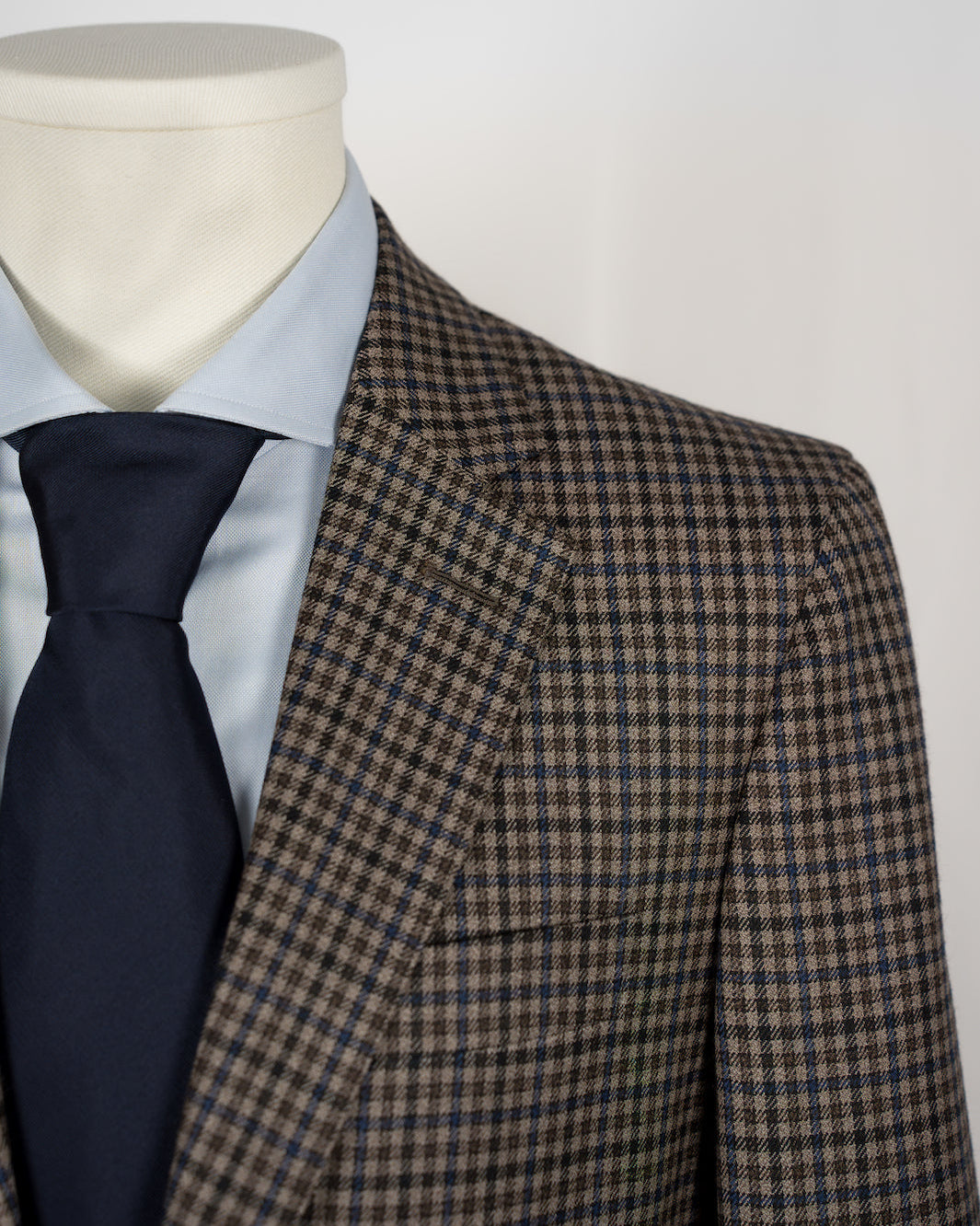 Brown & Blue Wool Gun Check Dormeuil Sport Coat