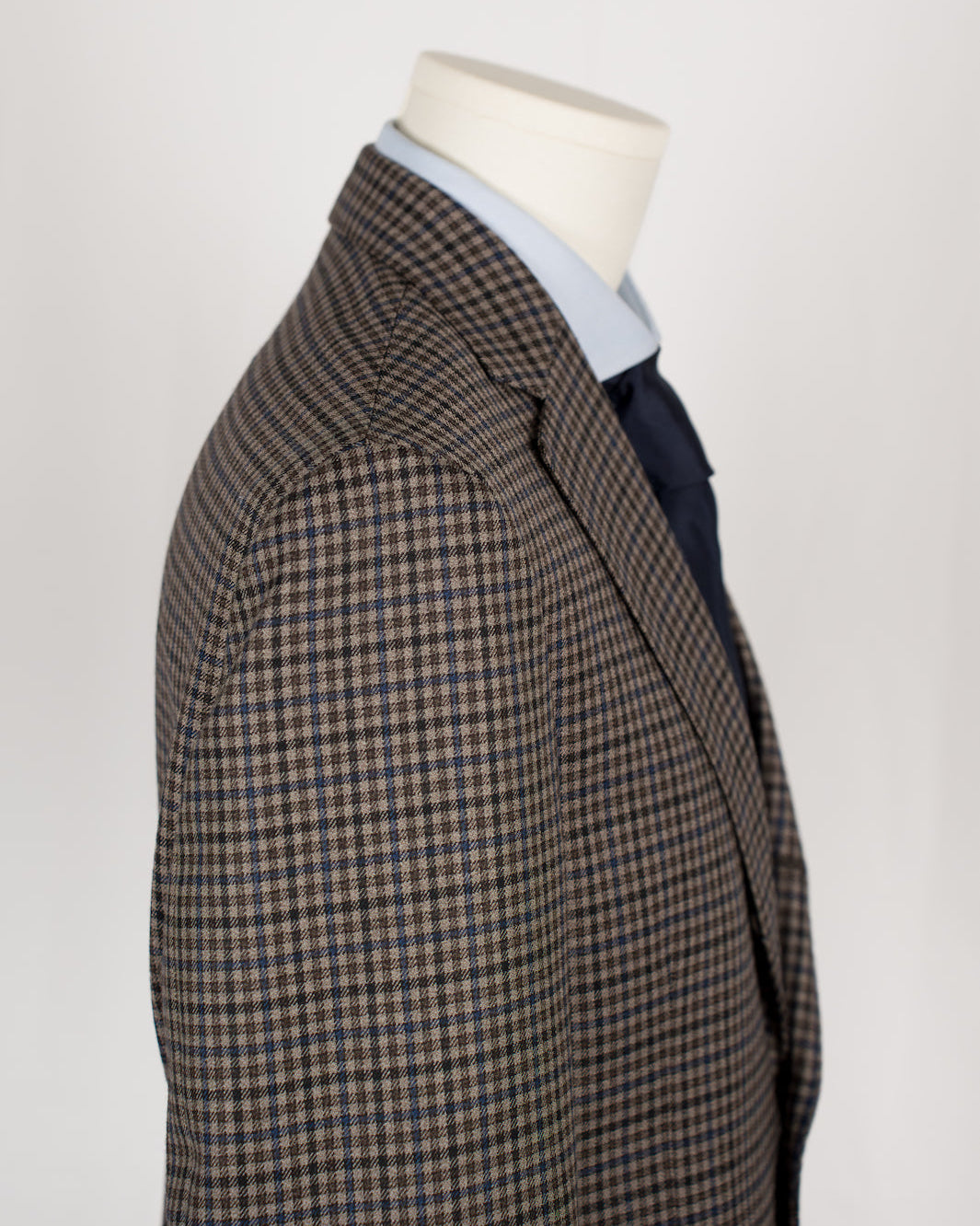 Brown & Blue Wool Gun Check Dormeuil Sport Coat