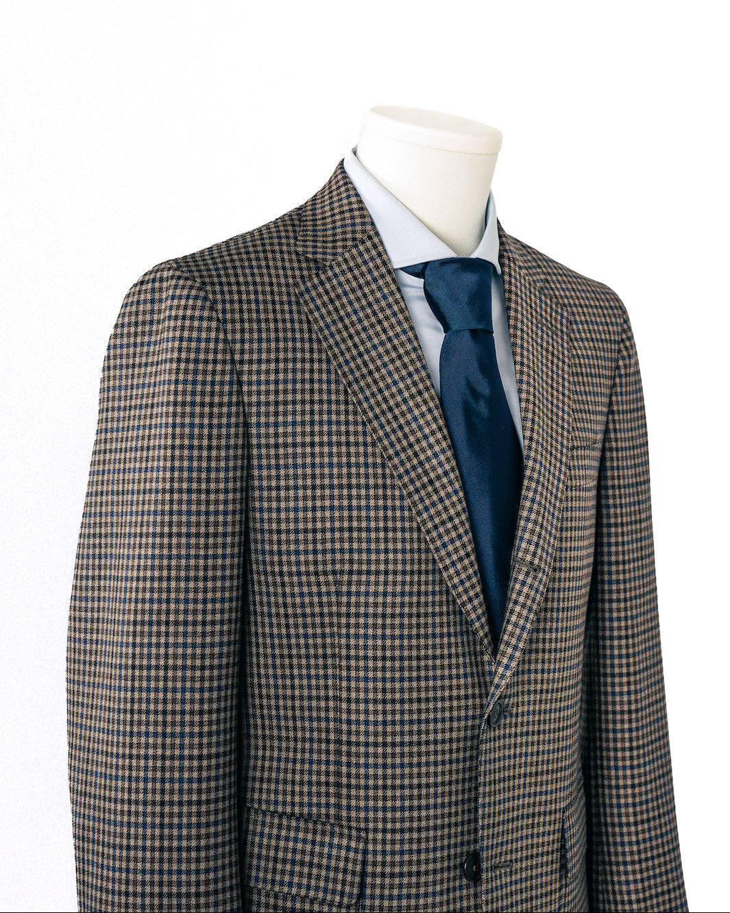 Brown & Blue Wool Gun Check Dormeuil Sport Coat