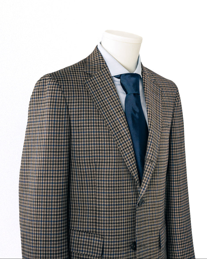 Brown & Blue Wool Gun Check Dormeuil Sport Coat