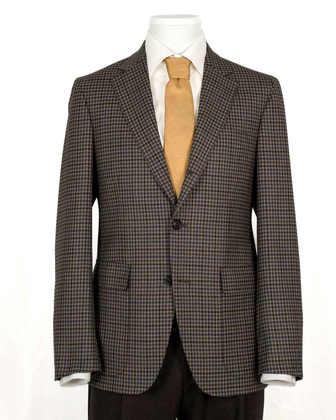 Brown & Blue Wool Gun Check Dormeuil Sport Coat