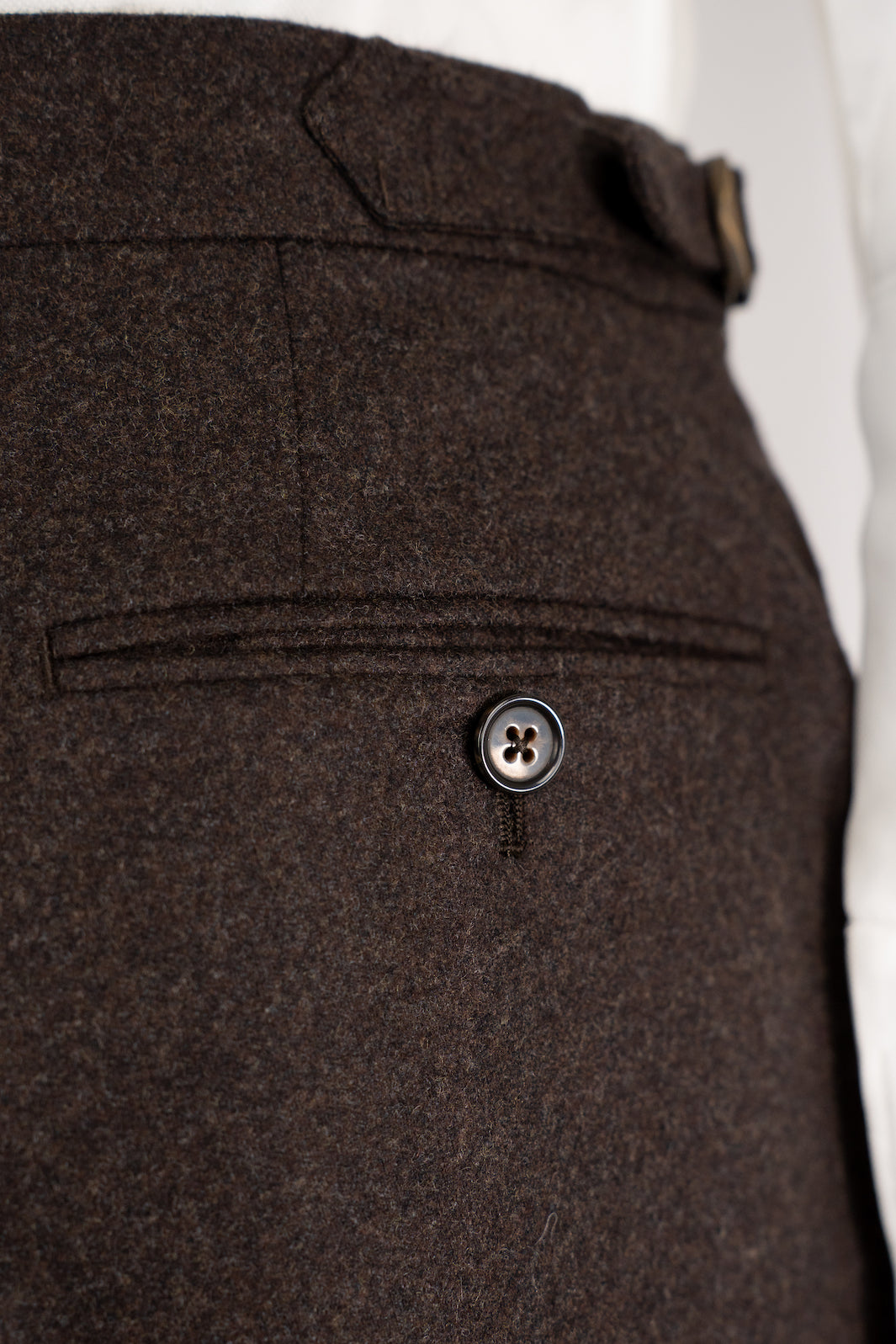 Brown Vitale Barberis Canonico Wool Flannel Trousers