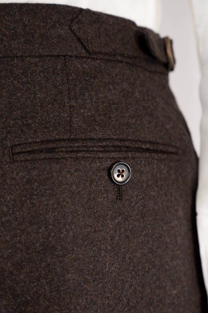 Brown Vitale Barberis Canonico Wool Flannel Trousers