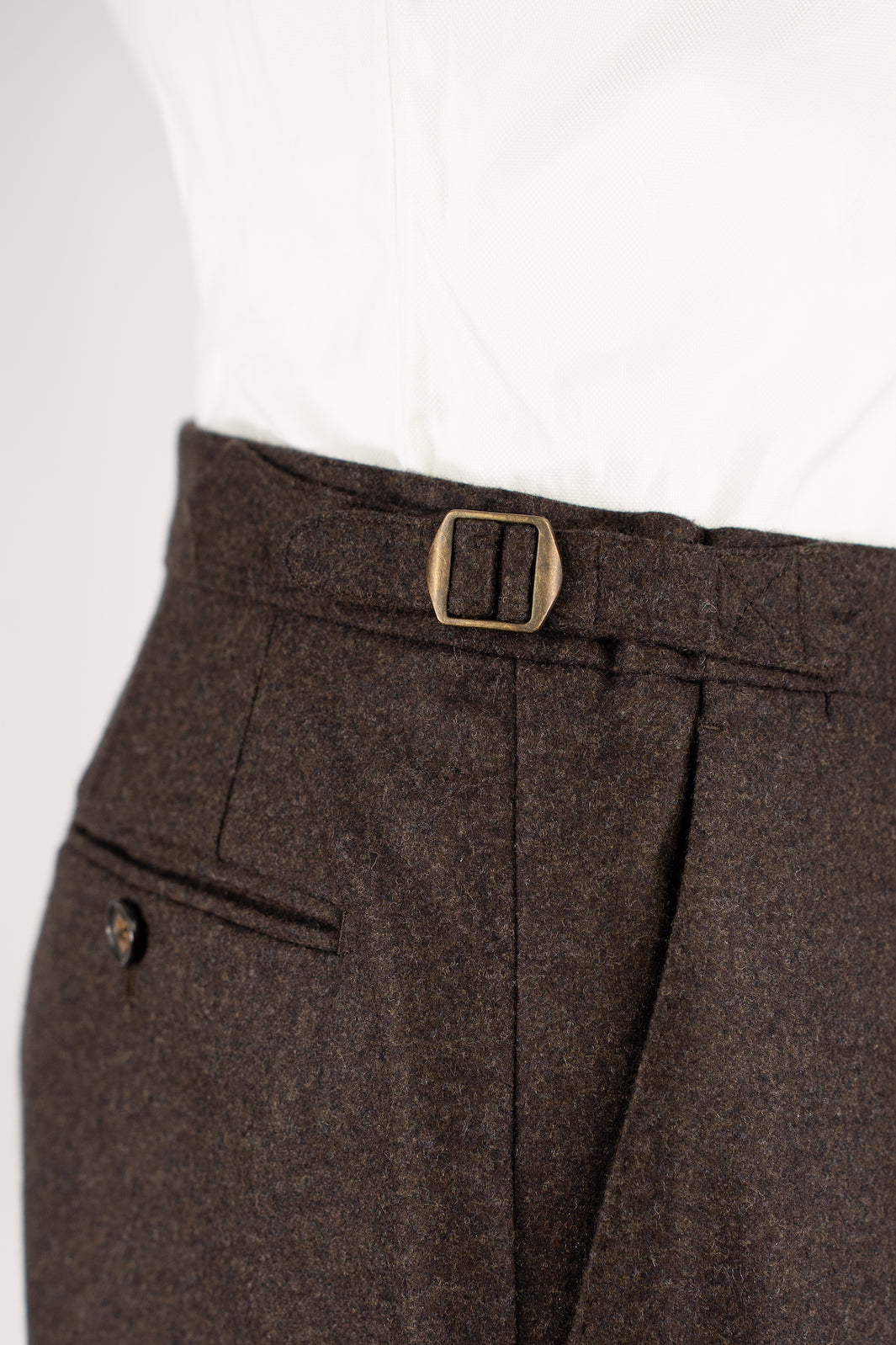 Brown Vitale Barberis Canonico Wool Flannel Trousers