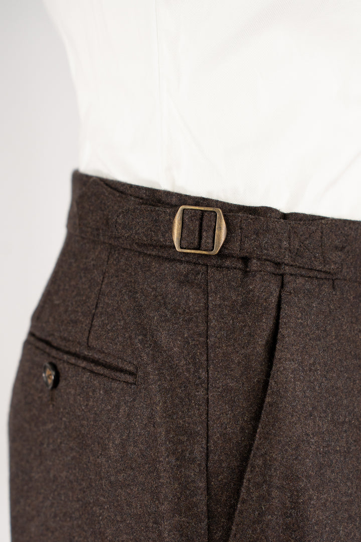 Brown Vitale Barberis Canonico Wool Flannel Trousers