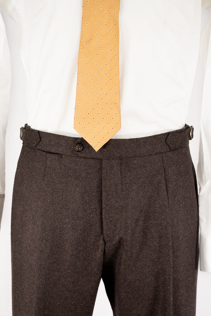 Brown Vitale Barberis Canonico Wool Flannel Trousers
