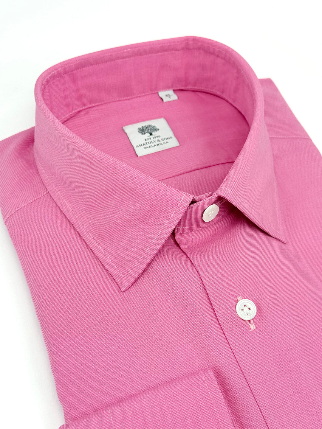 Horizontal Twill Cotton Dress Shirt - Bubble Gum Pink