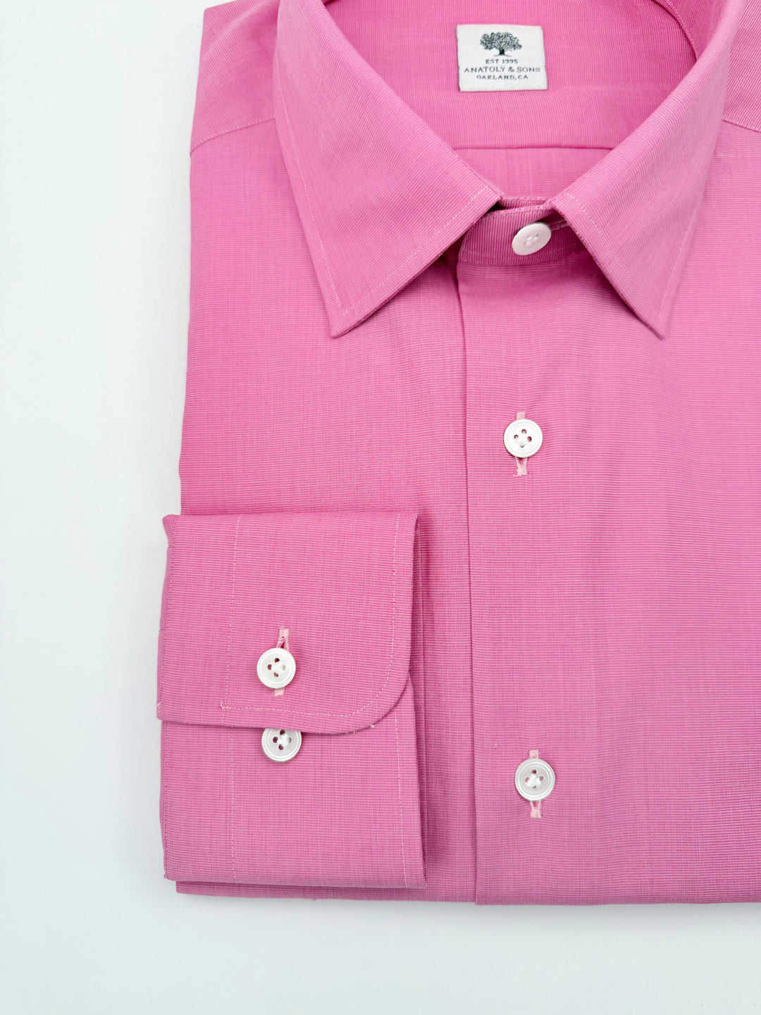 Horizontal Twill Cotton Dress Shirt - Bubble Gum Pink