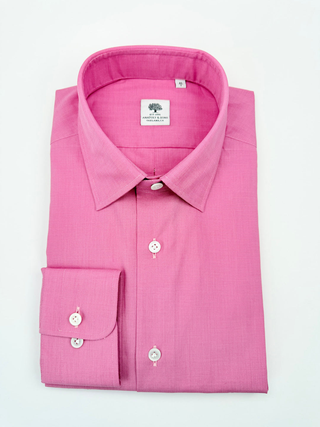 Horizontal Twill Cotton Dress Shirt - Bubble Gum Pink