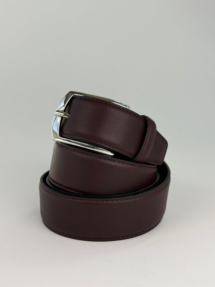 Calfskin Leather Belt - Oxblood
