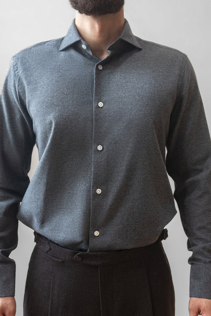 Cotton Flannel Shirt - Charcoal Grey