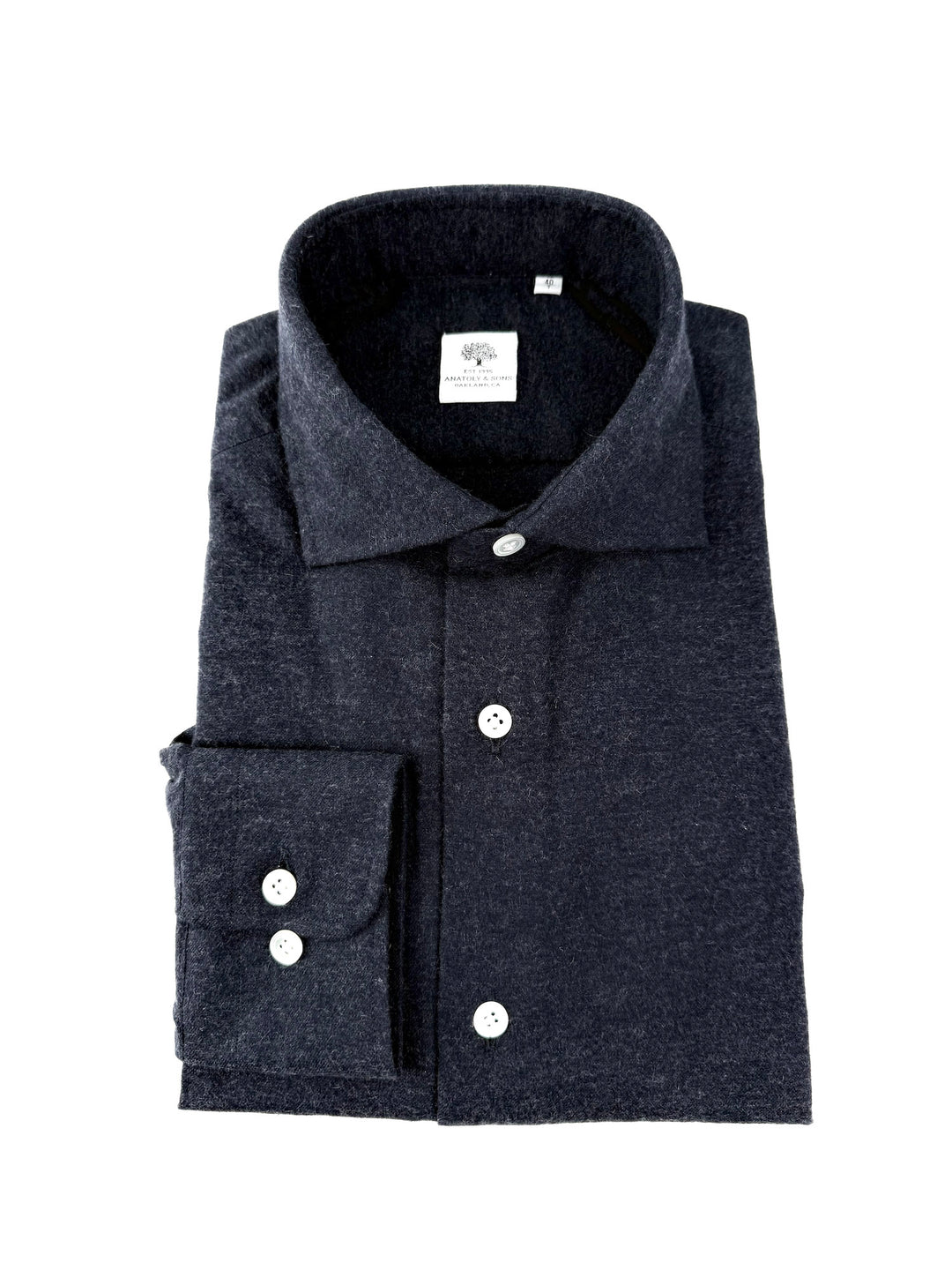 Cotton Flannel Shirt - Charcoal Grey